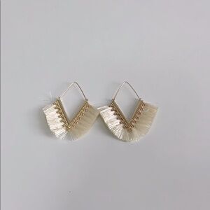 Elegant Gold and Cream Fringe Earrings